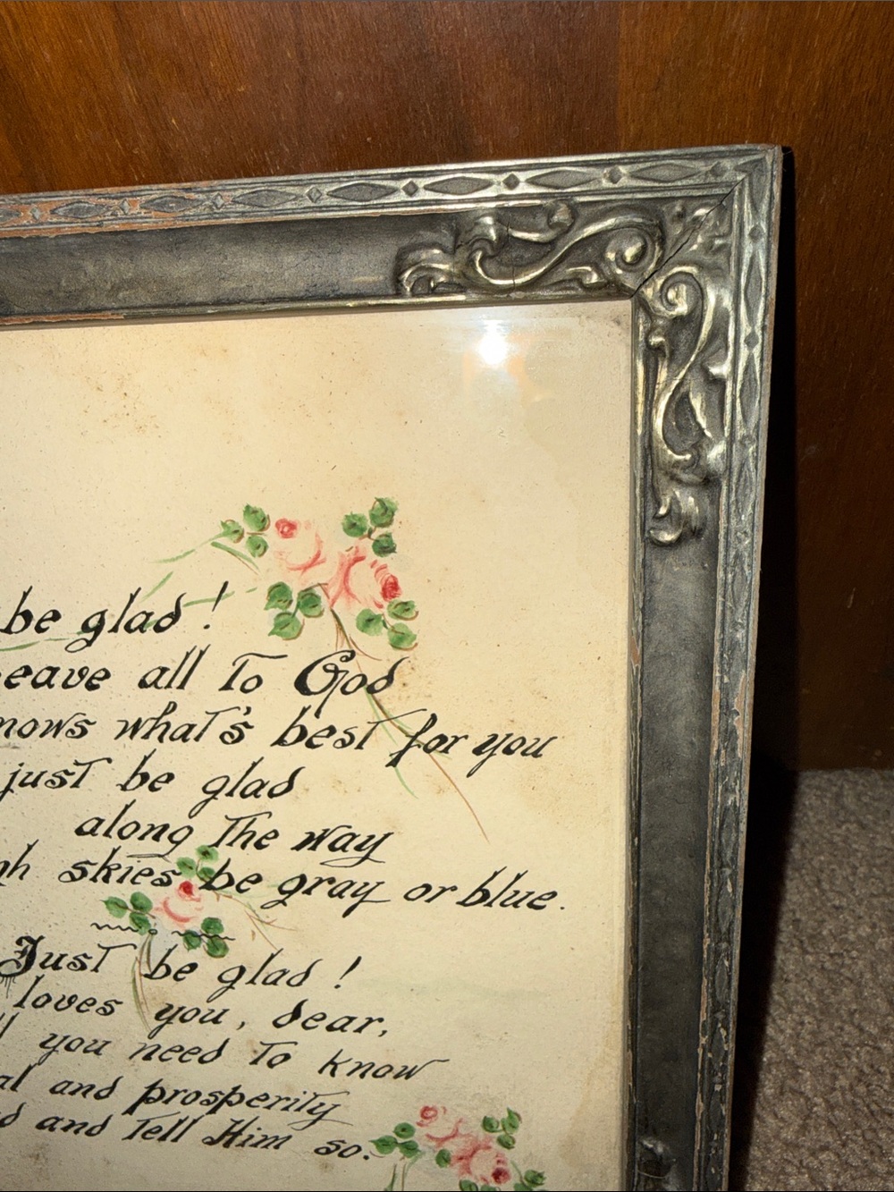 Religious Script Wall Art Print in Cream and Pink - Picture 4 of 9